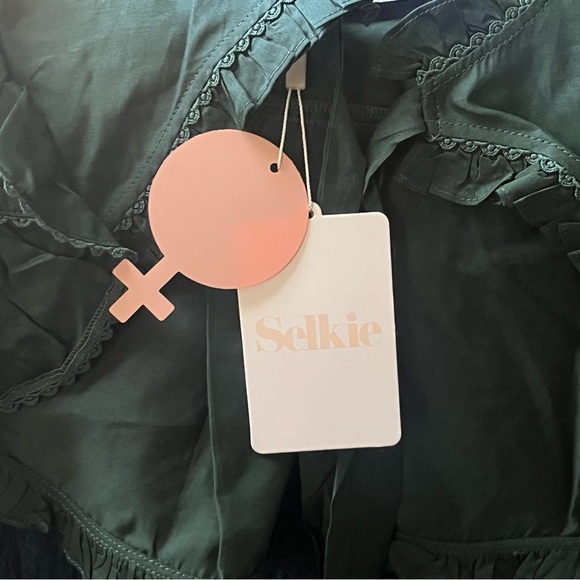 Selkie High Court Green Balsam Dress Large Silk Cotton - Picture 13 of 14